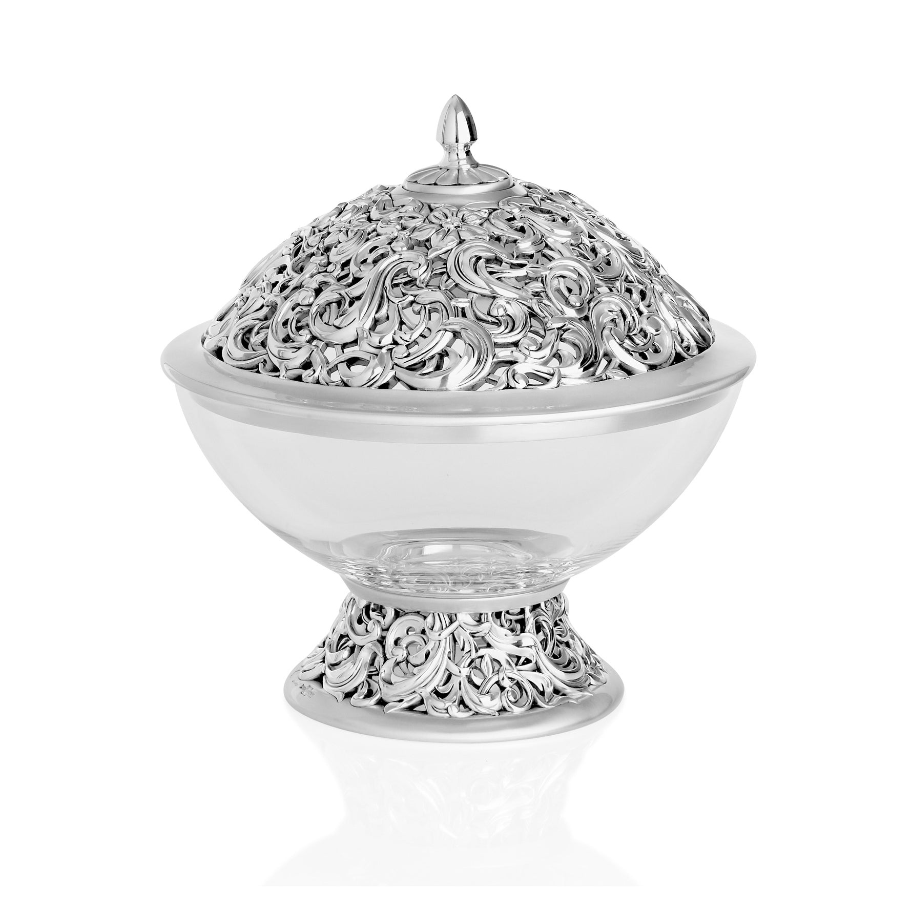 Glass & Silver Decorative Bowl with Cover