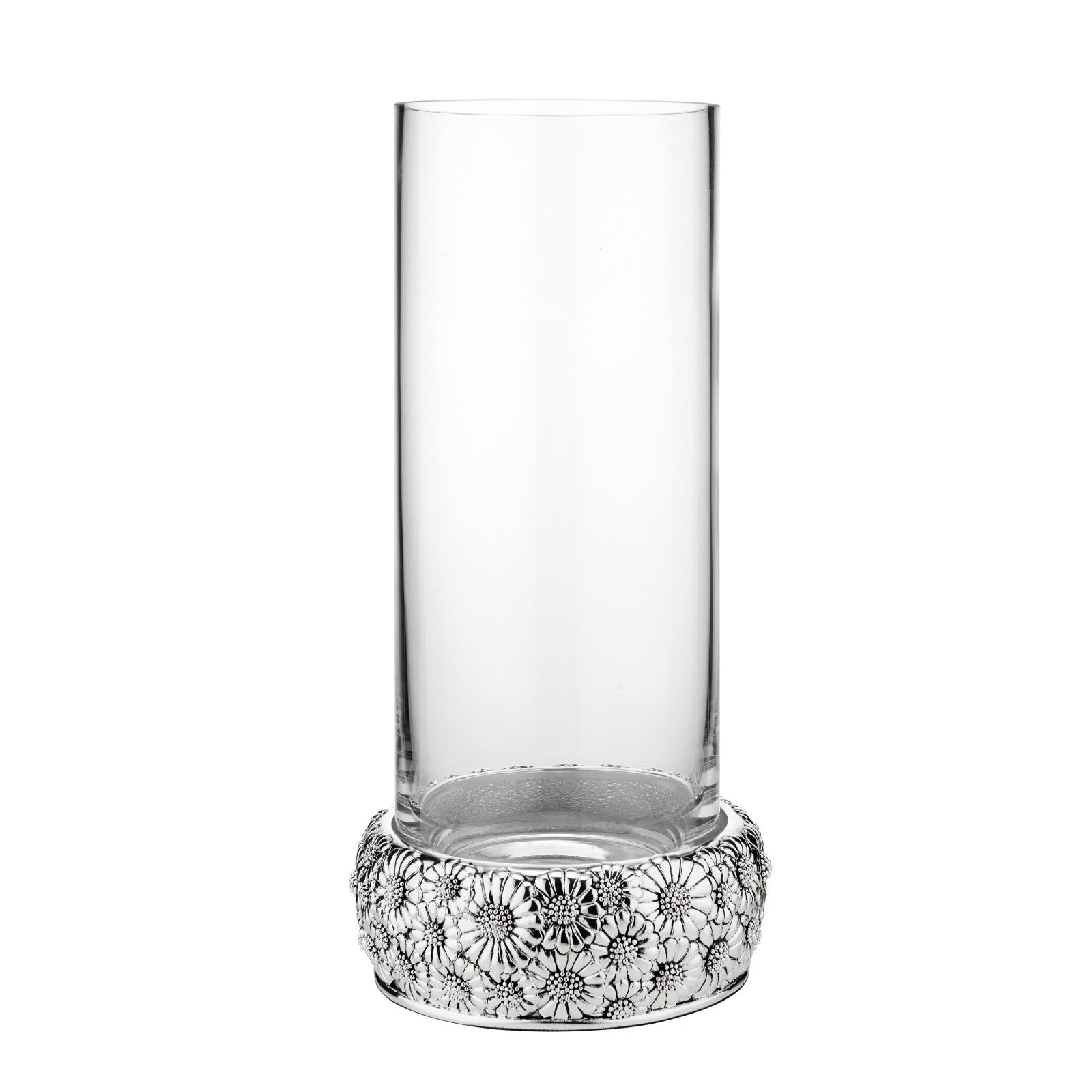 Glass Candle Lantern With Silver Plated Base