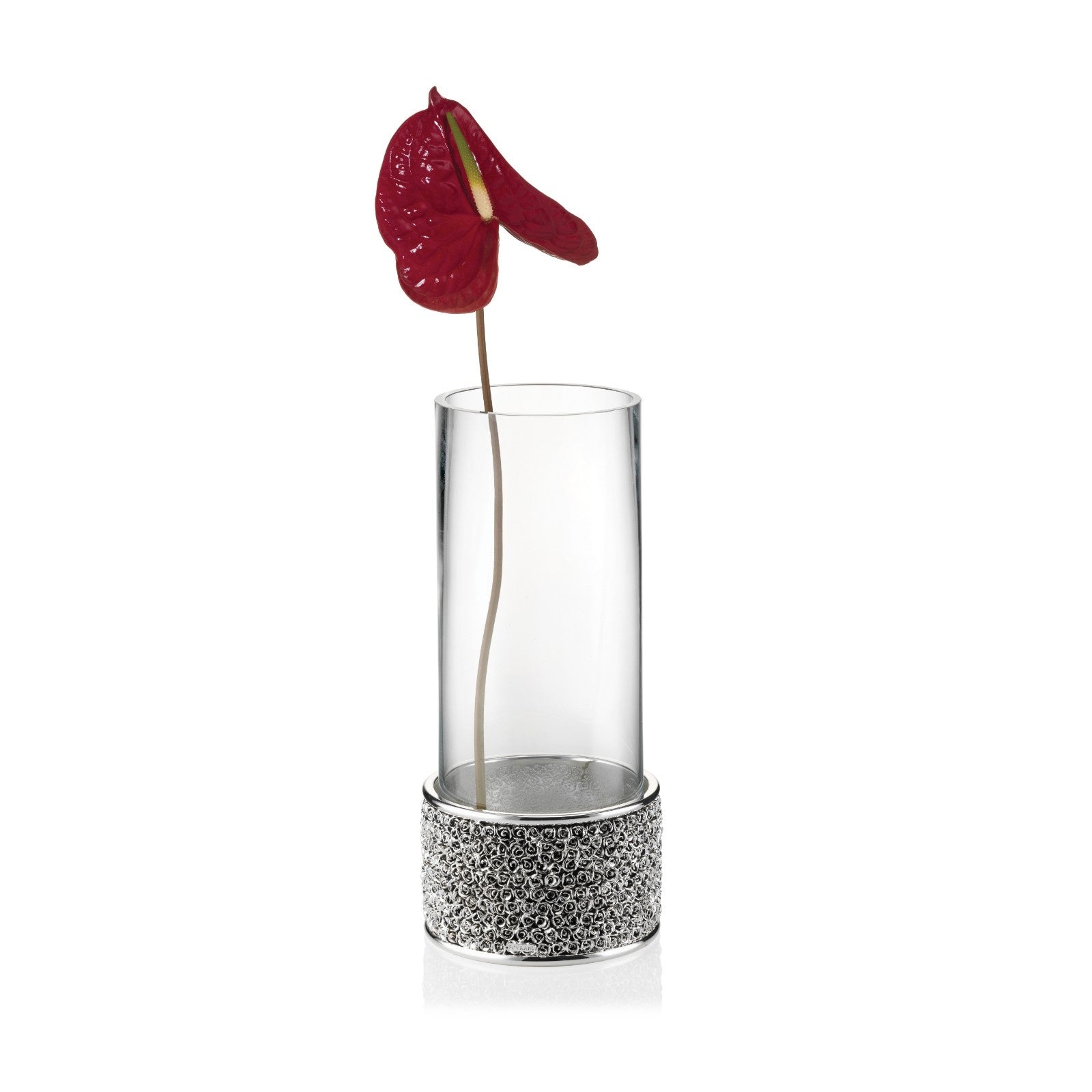 Glass Candle Lantern With Silver Plated Base