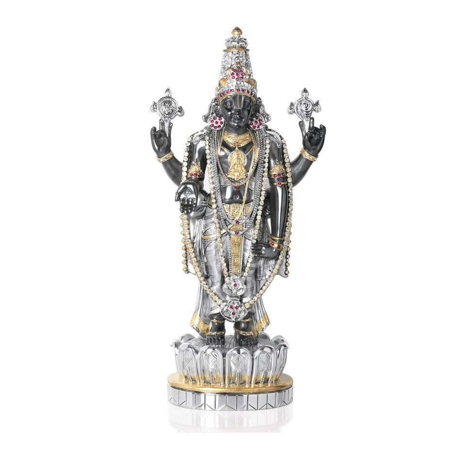 Lord Balaji Statue, Silver & Black