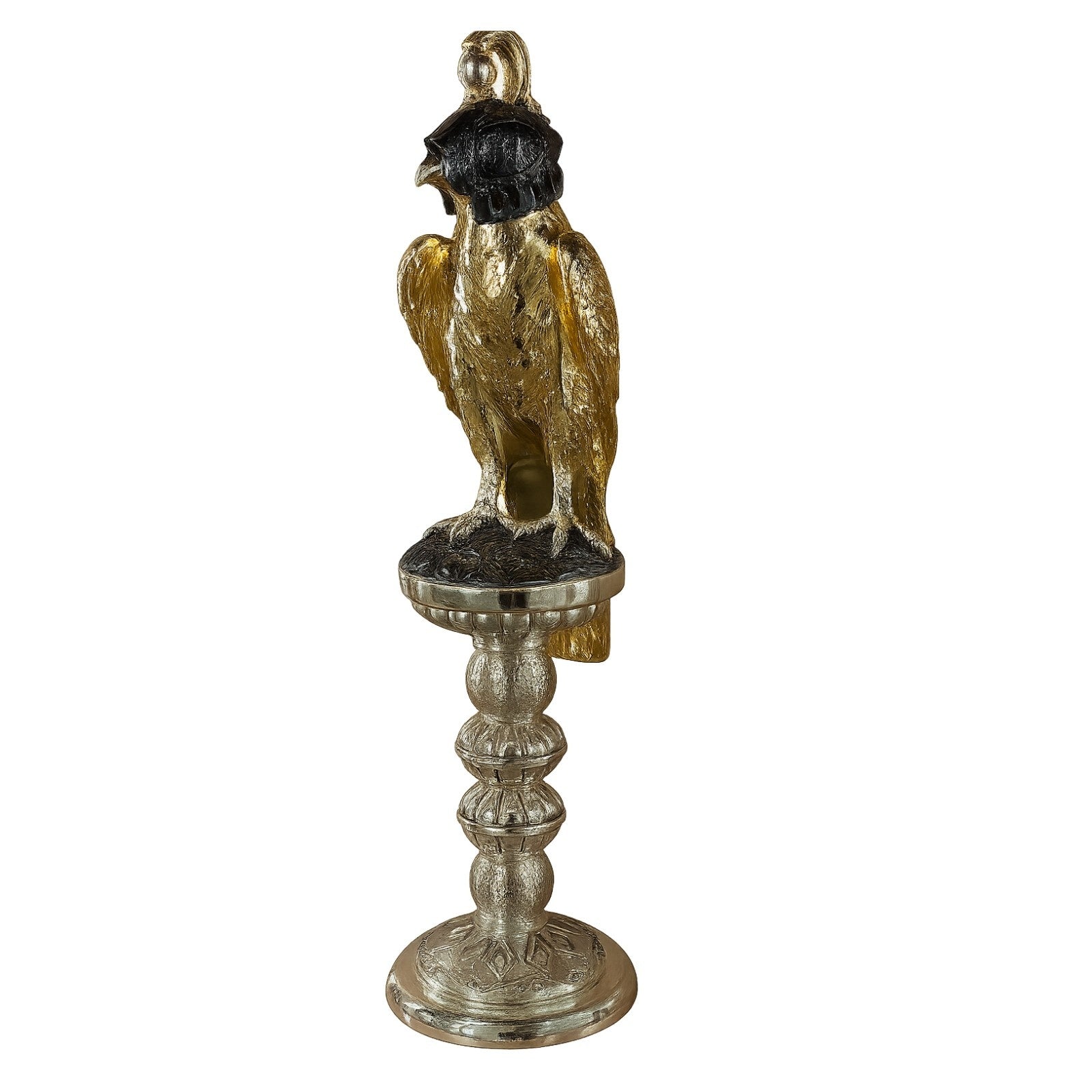 Gold Plated Falcon Statue With Silver Base