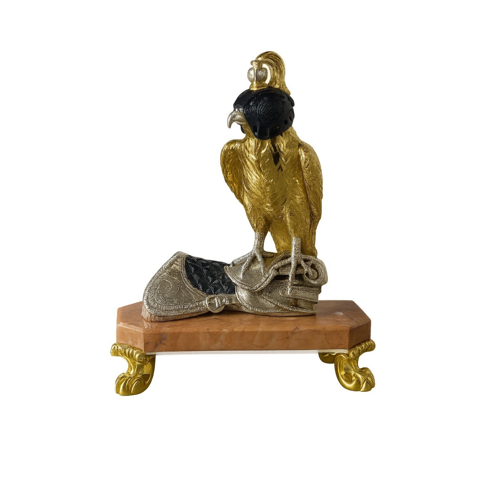 Gold Plated Falcon Statue with marble base