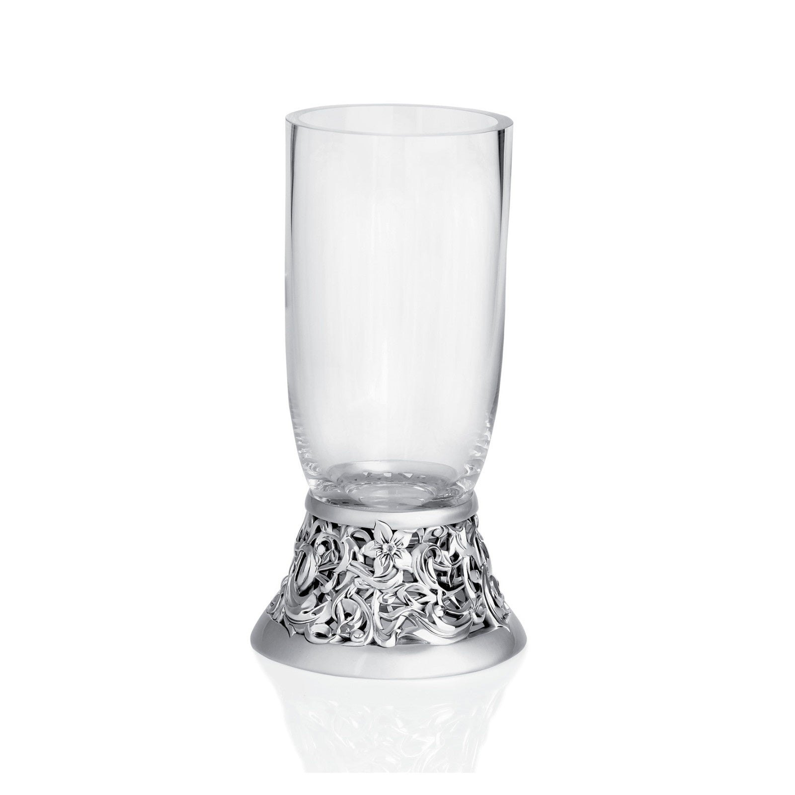Crytsal Vase With Silver Base