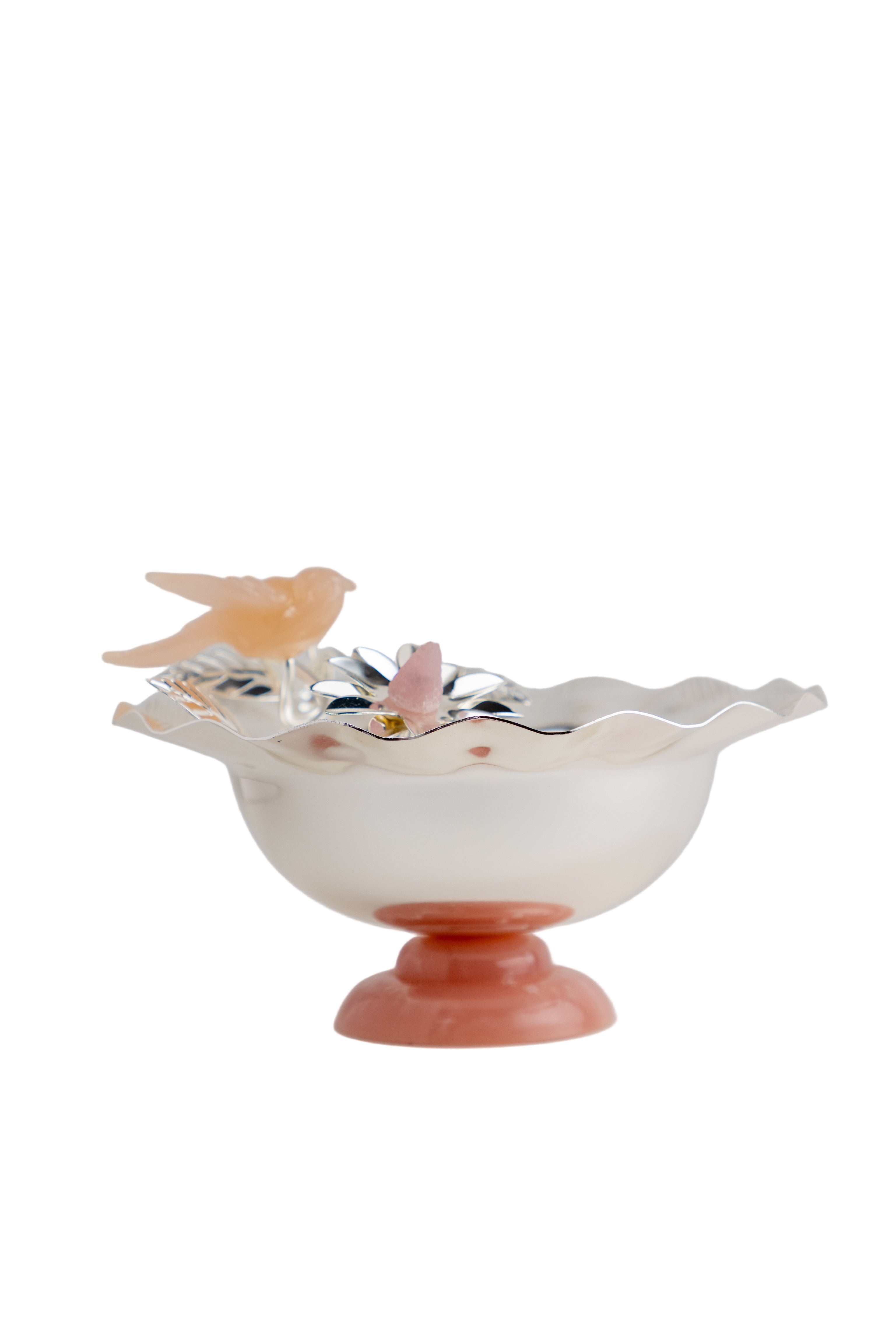 Silver plated bowl with orchid ornaments Small