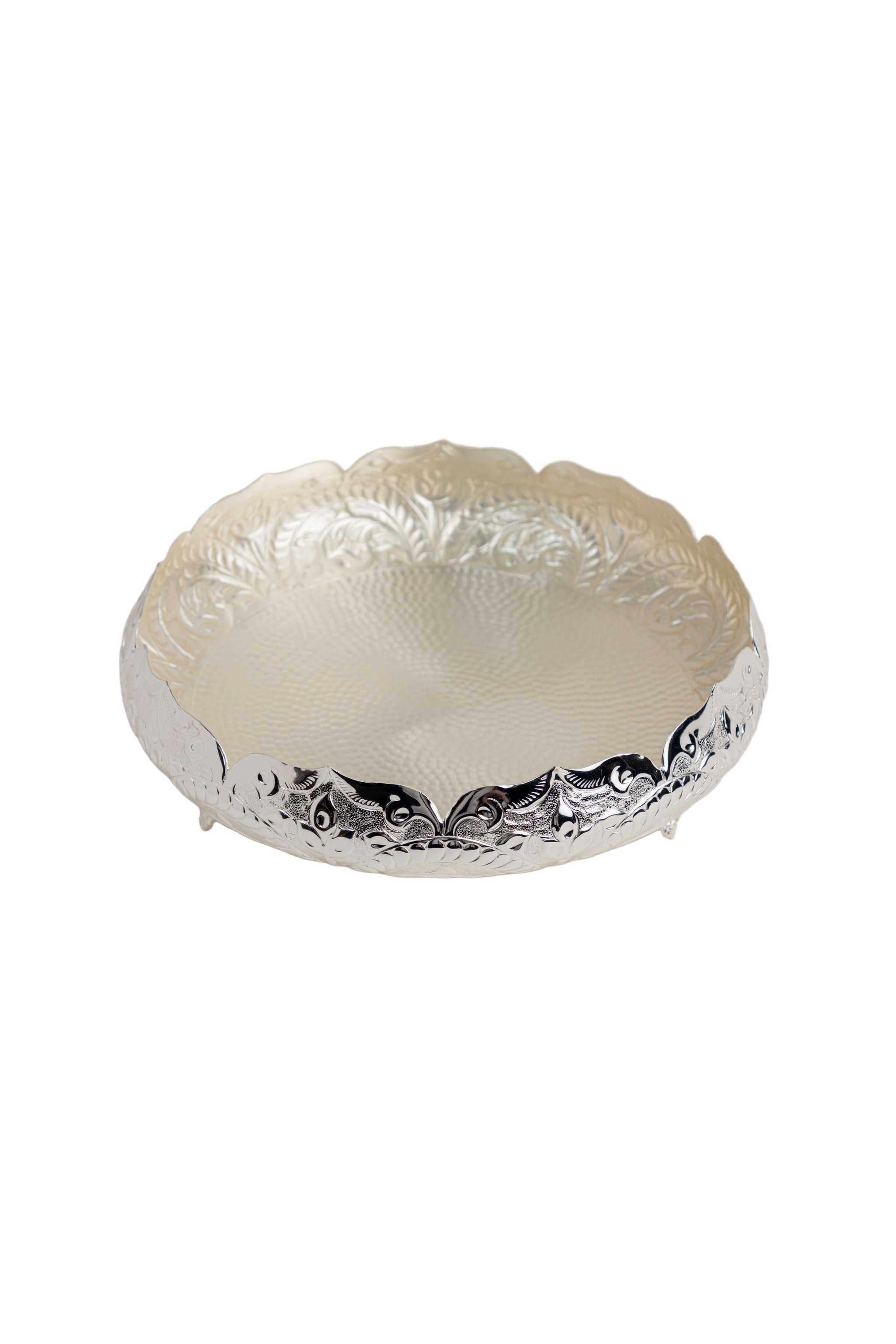 Silver plated engraved bowl Large