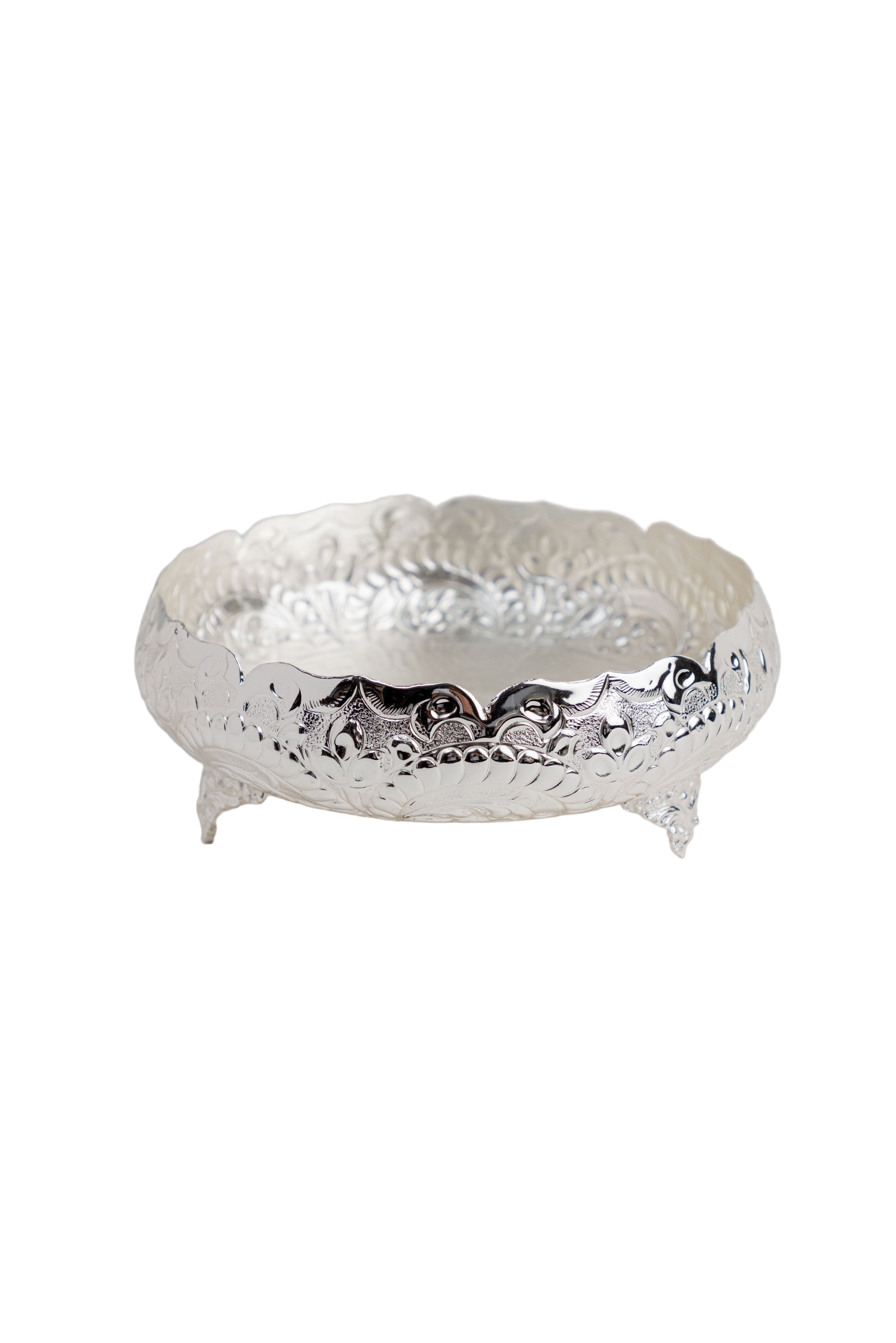 Silver plated engraved bowl Medium