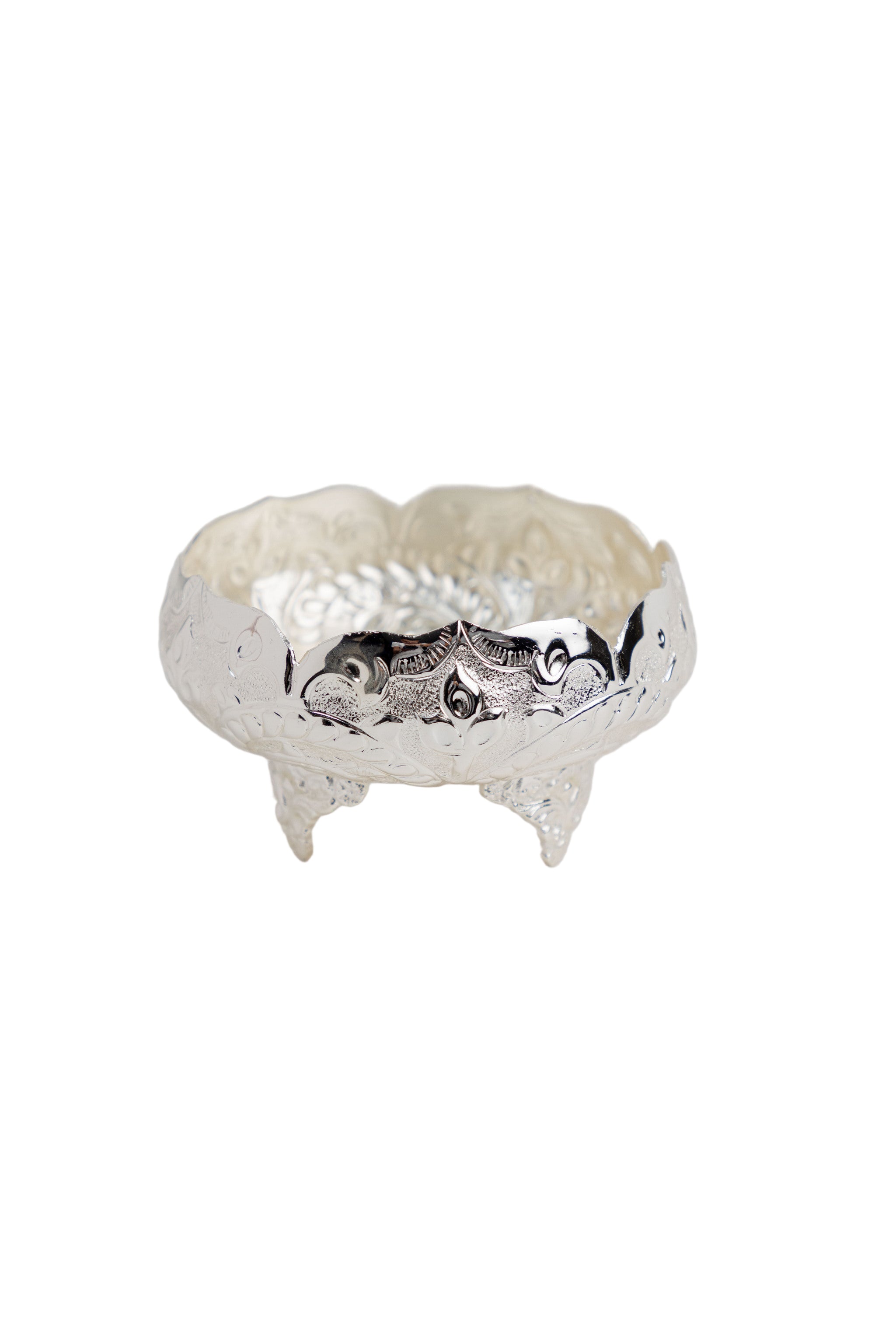 Silver plated engraved bowl Small