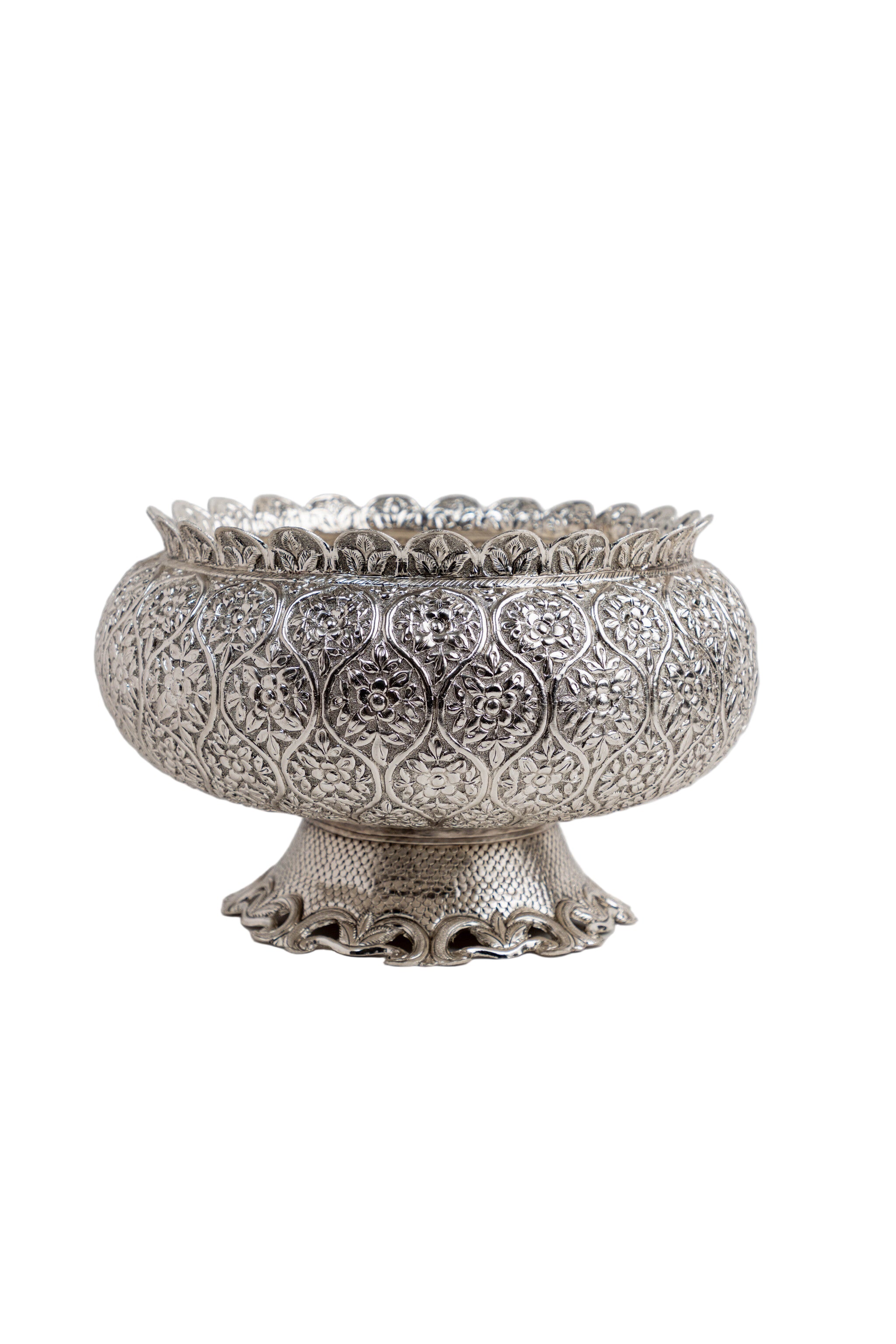 Silver plated engraved bowl