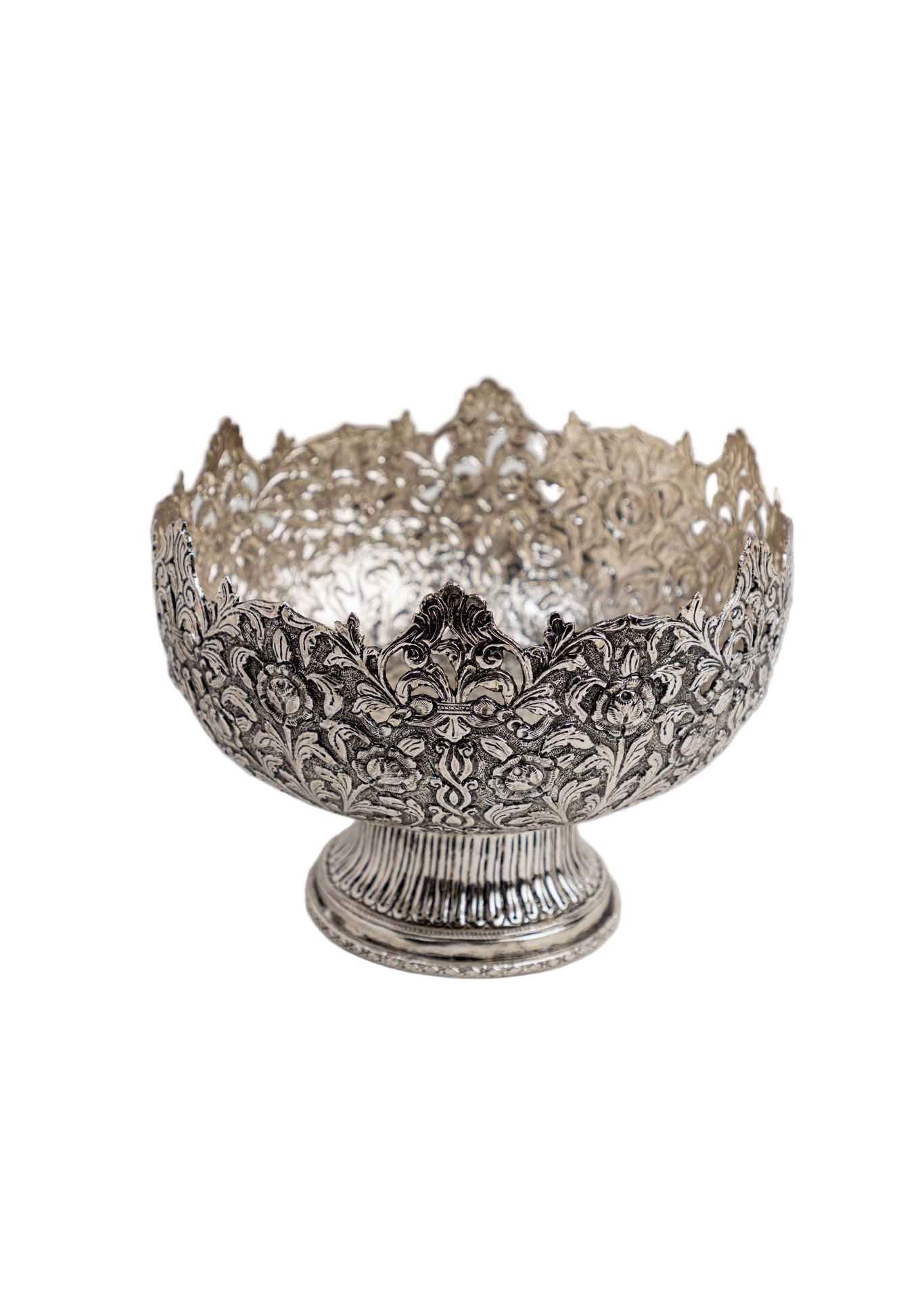 Silver plated engraved bowl